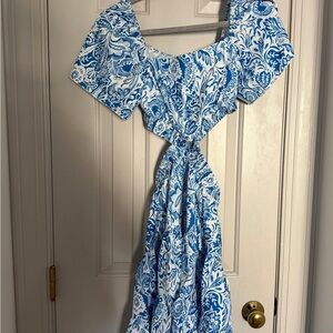 SHEIN Blue and White Mini Dress